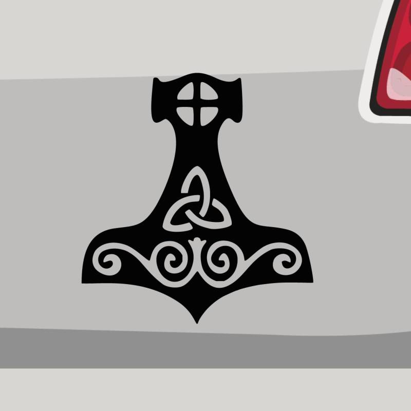 Aufkleber - Thor's Hammer Walhalla Mjölnir - Sticker, Folienaukleber für Auto, Motorrad, Fahrrad, Laptop, LKW (13x12cm | Grau) von Stickerfreaks