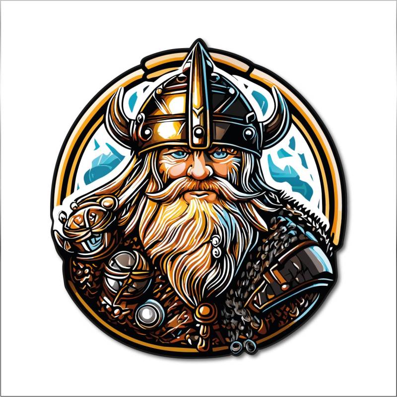 Aufkleber Wikinger 200x180mm Vikings Kämpfer Walhalla Norden Norwegen Normannen Heiden Hörner Auto Sticker Kleber Digitaldruck Motiv 3 von Stickerfreaks