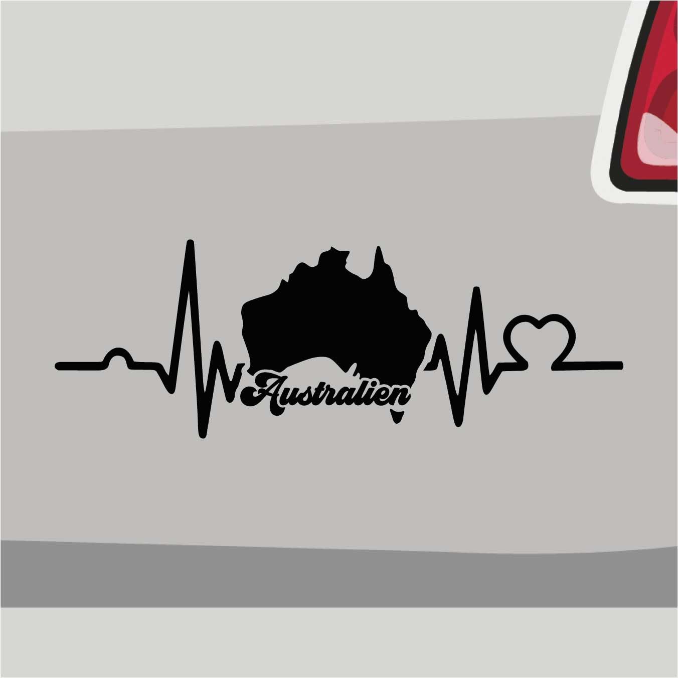 Stickerfreaks Australien Herzschlag Aufkleber Landkarte Sticker Uluru Auto Bike Decal Vinyl Aufkleber Größe: 120x42cm (XXXL) | Farbe: 10-weiß | Landkarte Sticker Kleber Deko Tuning Herzschlag von Stickerfreaks