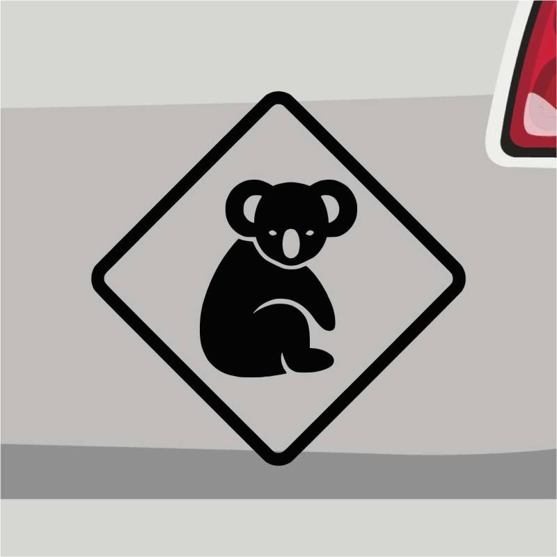 Stickerfreaks Koala Schild Aufkleber Australien Sticker Busch Wüste Auto Bike down Under Aufkleber Größe: 12x12cm (L) | Farbe: 10-weiß | Australien Sticker Kleber Deko Tuning Tier von Stickerfreaks