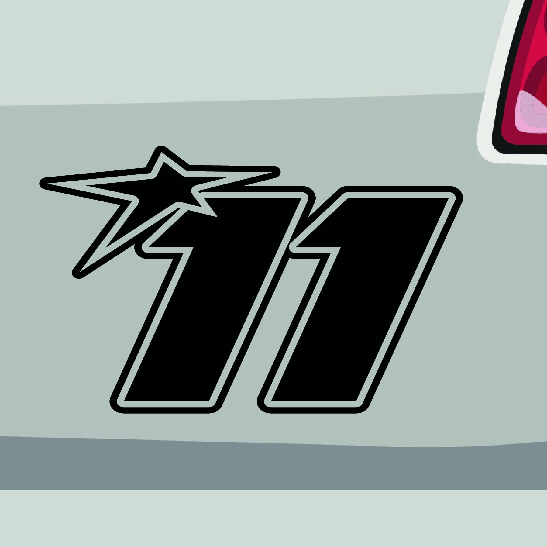 Stickerfreaks Startnummer 11 Aufkleber Rennen Sticker Track Race Star Auto Bike Decal Vinyl Aufkleber Größe: 14x9cm (M) | Farbe: 10-weiß | Rennen Sticker Kleber Deko Tuning Startnummer von Stickerfreaks