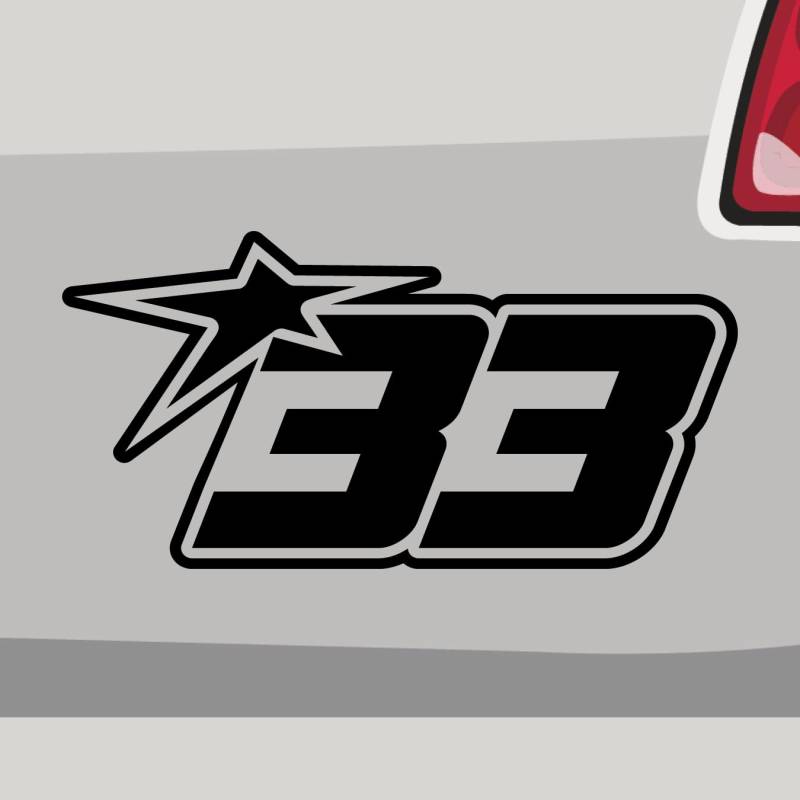 Stickerfreaks Startnummer 33 Aufkleber Rennen Race JDM Sticker SART Ziel Auto Bike Decal Vinyl Aufkleber Größe: Sparset | Farbe: 70-schwarz | Racenumber Sticker Kleber Deko Tuning Zahl von Stickerfreaks