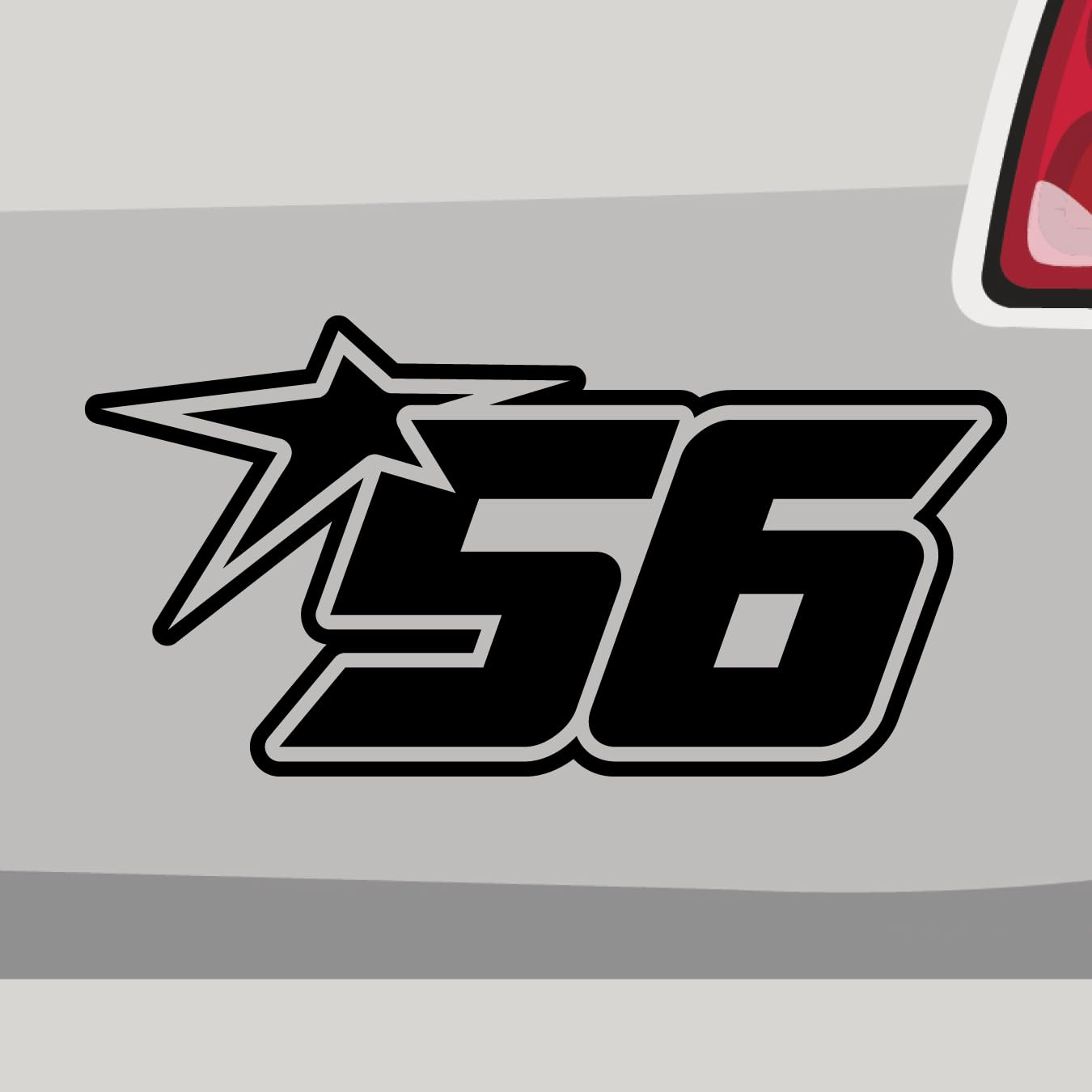 Stickerfreaks Startnummer 56 Aufkleber Racenumber Sticker Team Ziel Auto Bike Decal Vinyl Star Aufkleber Größe: 46x23cm (XXL) | Farbe: 70-schwarz | Racenumber Sticker Kleber Deko Tuning Zahl von Stickerfreaks