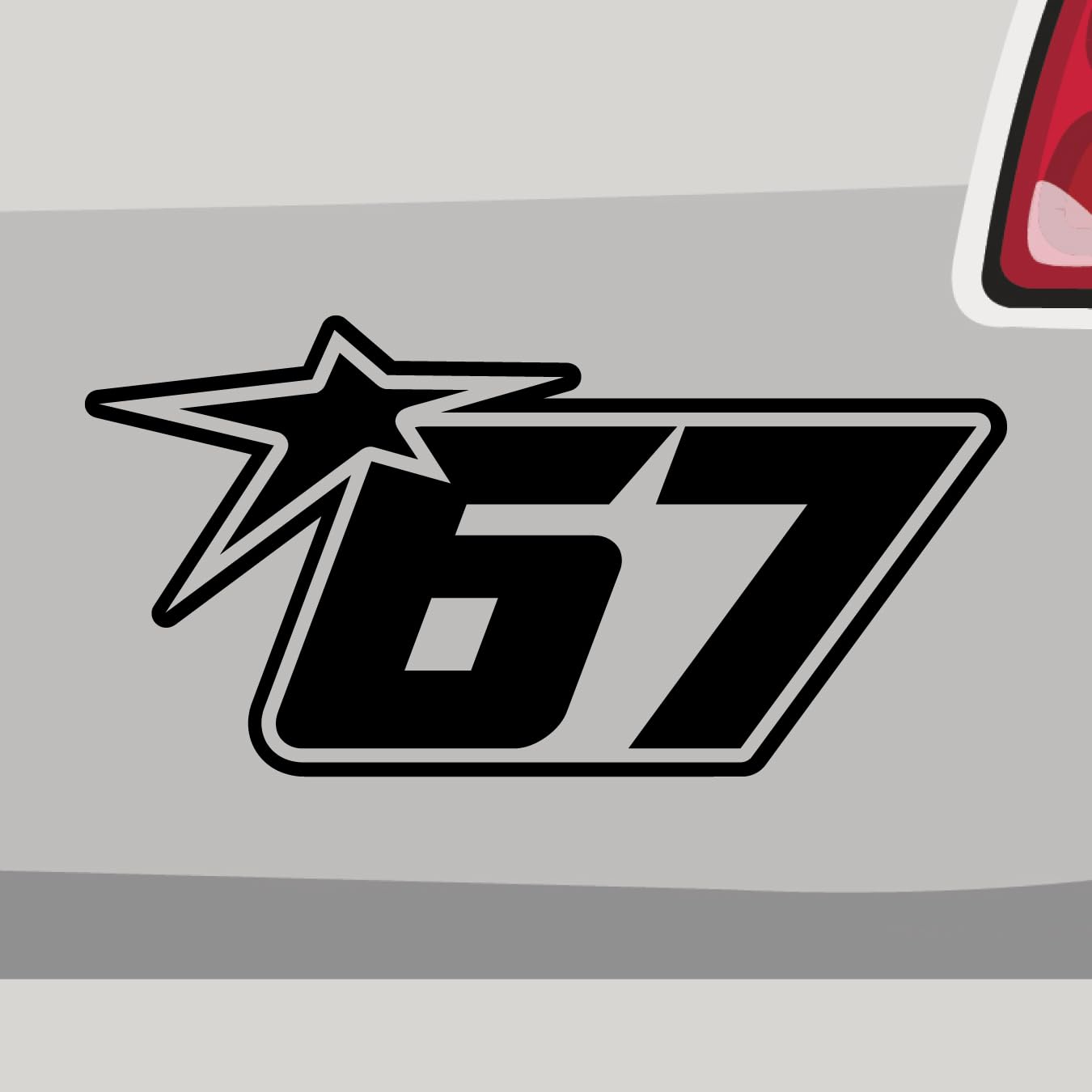 Stickerfreaks Startnummer 67 Aufkleber Number Sticker Rennen Fun Auto Bike Decal Vinyl Race Aufkleber Größe: 46x23cm (XXL) | Farbe: 21-gelb | Racenumber Sticker Kleber Deko Tuning Zahl von Stickerfreaks