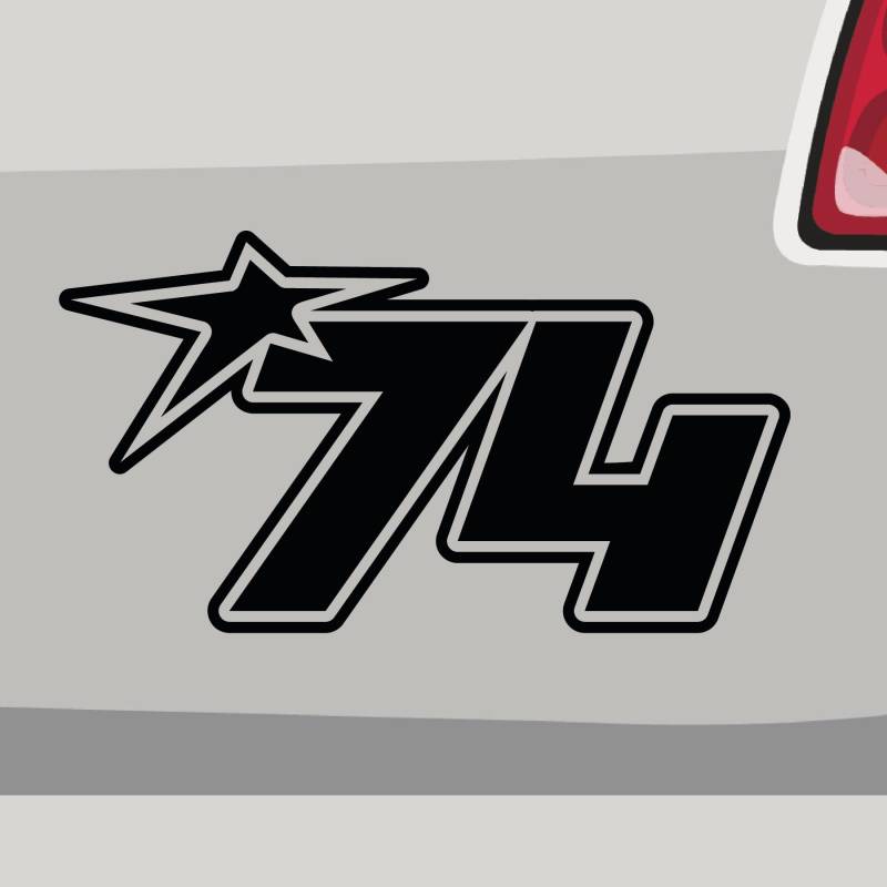 Stickerfreaks Startnummer 74 Aufkleber Number Sticker Race Star Stern Auto Bike Kleber Aufkleber Größe: 45x25cm (XXL) | Farbe: 90-Silber | Number Sticker Kleber Deko Tuning Startnummer von Stickerfreaks