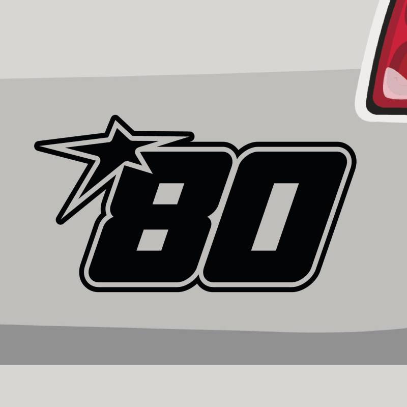 Stickerfreaks Startnummer 80 Aufkleber Number Sticker Race Stern Star Auto Bike Kleber Aufkleber Größe: 29x16cm (XL) | Farbe: 64-neongrün | Number Sticker Kleber Deko Tuning Startnummer von Stickerfreaks