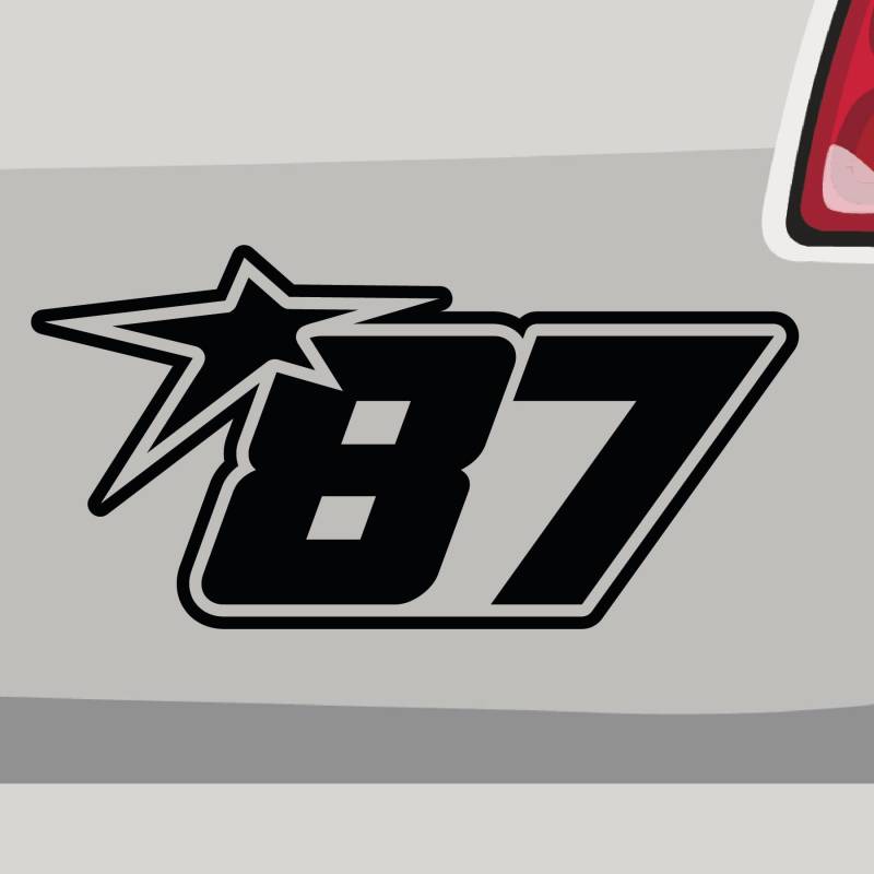 Stickerfreaks Startnummer 87 Aufkleber Race Sticker Zahl Start Star Auto Bike Number Vinyl Aufkleber Größe: 14x7cm (M) | Farbe: 49-blau | Race Sticker Kleber Deko Tuning Startnummer von Stickerfreaks