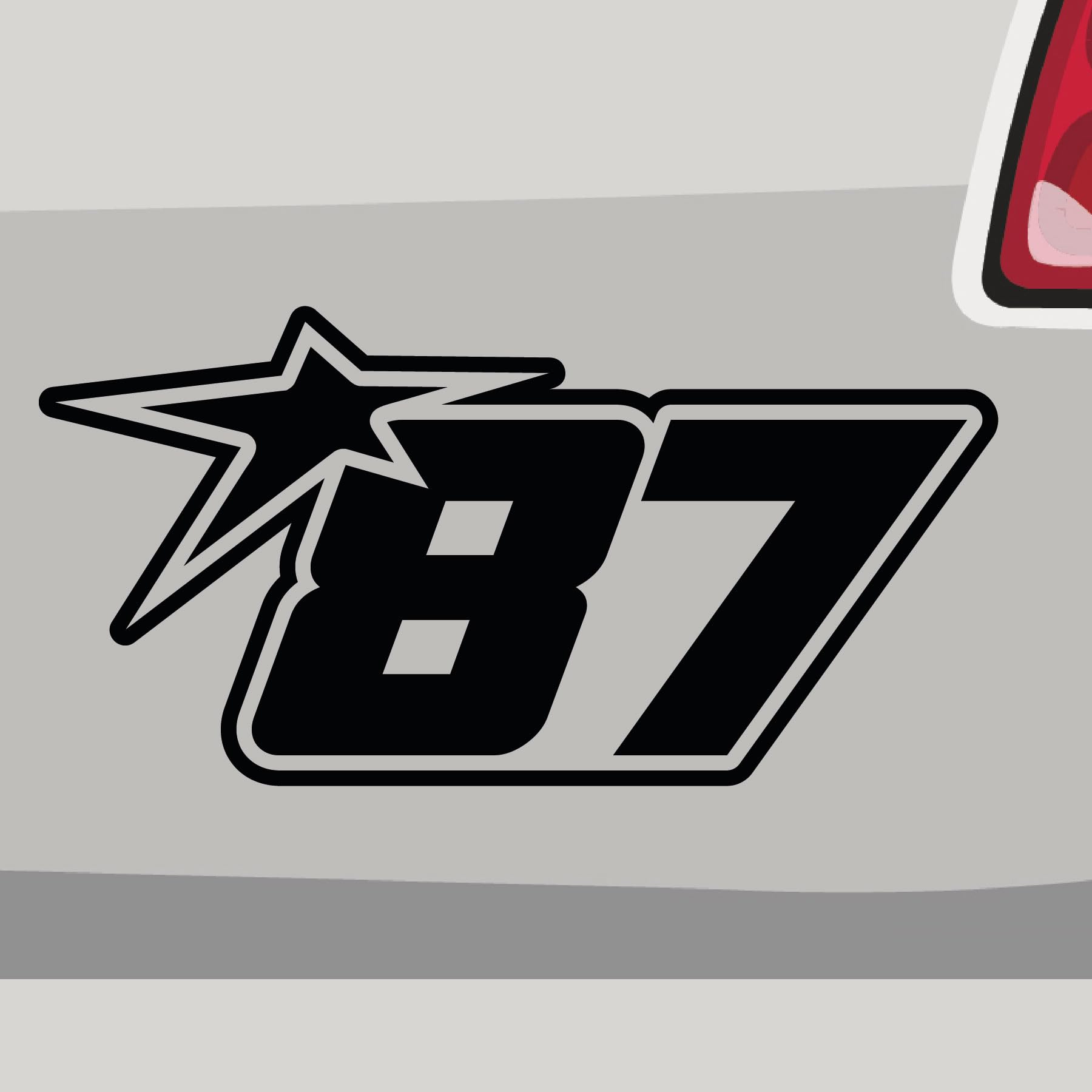 Stickerfreaks Startnummer 87 Aufkleber Race Sticker Zahl Start Star Auto Bike Number Vinyl Aufkleber Größe: Sparset (2X M 2X L 1x XL) | Farbe: 91 | Race Sticker Kleber Deko Tuning Startnummer von Stickerfreaks