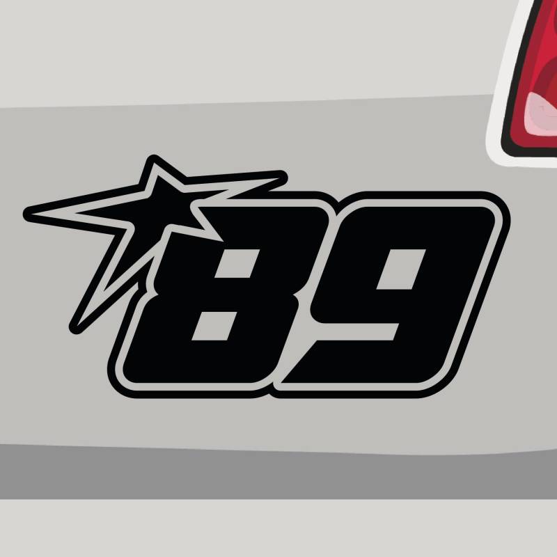 Stickerfreaks Startnummer 89 Aufkleber Number Sticker Track Race Star Auto Bike Vinyl Aufkleber Größe: 29x14,5cm (XL) | Farbe: 70-schwarz | Number Sticker Kleber Deko Tuning Startnummer von Stickerfreaks