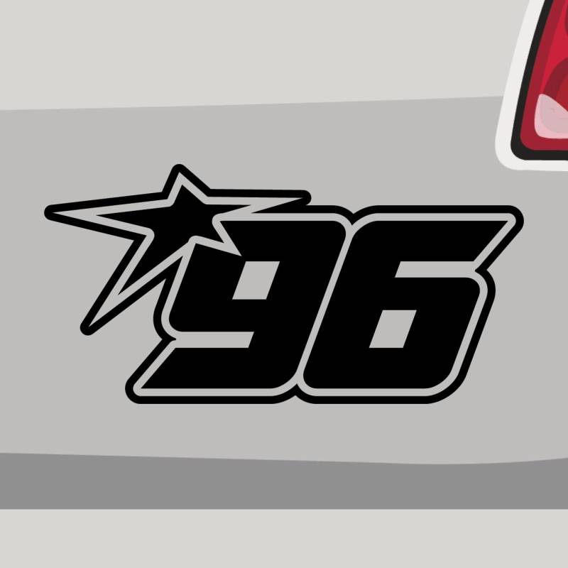 Stickerfreaks Startnummer 96 Aufkleber Sieg Ziffer Sticker JDM Finish Auto Bike Decal Vinyl Aufkleber Größe: Sparset | Farbe: 10-weiß | Racenumber Sticker Kleber Deko Tuning Zahl von Stickerfreaks