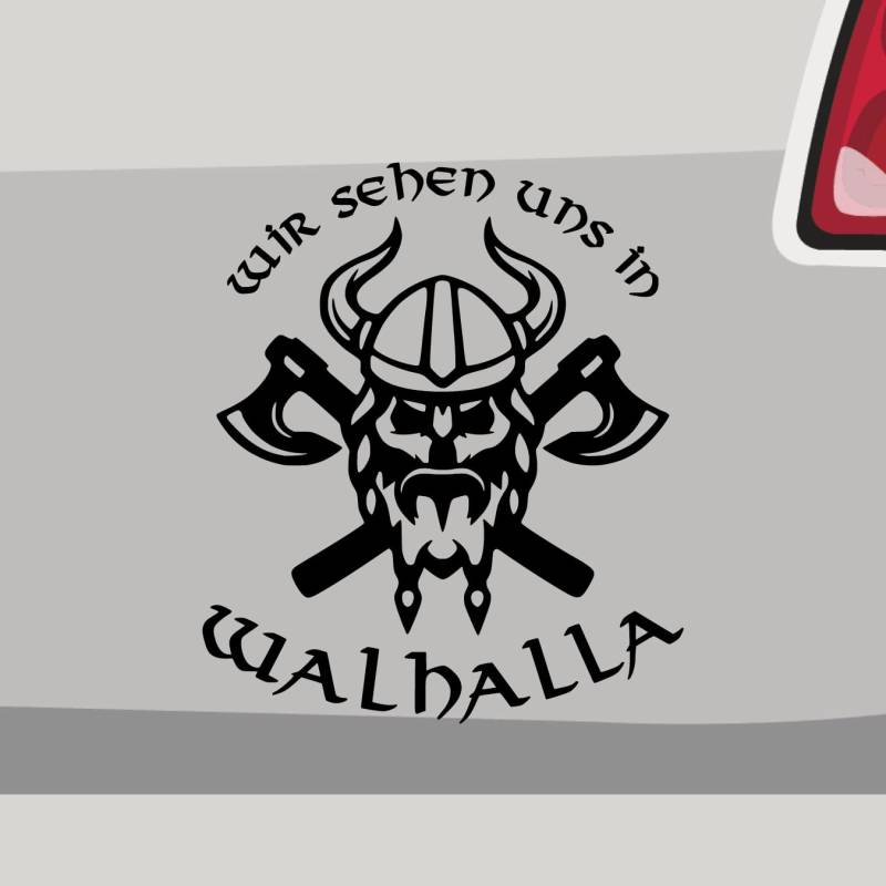 Stickerfreaks Wir sehen und in Walhalla Aufkleber Wikinger Sticker Auto Bike Decal Vinyl Odin Aufkleber Größe: 33x29cm (XXL) | Farbe: 10-weiß | Wikinger Sticker Kleber Deko Tuning JDM von Stickerfreaks