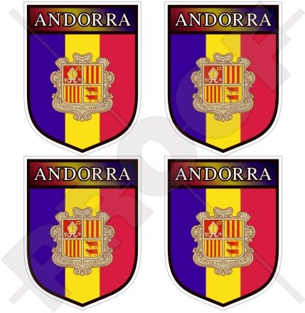 Andorra Andorra Shield La VELLA 50 mm (5,1 cm) Vinyl bumper-helmet Sticker, Aufkleber X4 von StickersWorld