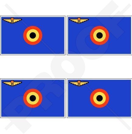 BELGIEN Belgische Luftwaffe Flagge 50mm Auto & Motorrad Aufkleber, x4 Vinyl Stickers von StickersWorld