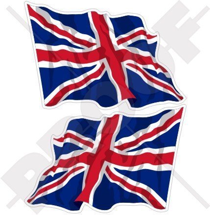 BRITISCHE UNION JACK Wehende Fahne Großbritannien UK 120mm Auto & Motorrad Aufkleber, x2 Vinyl Stickers von StickersWorld