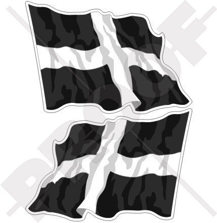 CORNWALL, Cornish, wehende Flagge, St. Piran's Cross, England Großbritannien UK 120mm Auto & Motorrad Aufkleber, x2 Vinyl Stickers von StickersWorld