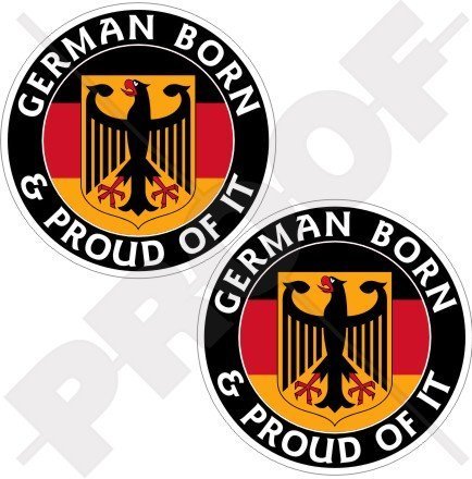 DEUTSCHLAND Deutsch Geboren und Stolz Deutschland 75mm Auto & Motorrad Aufkleber, x2 Vinyl Stickers von StickersWorld