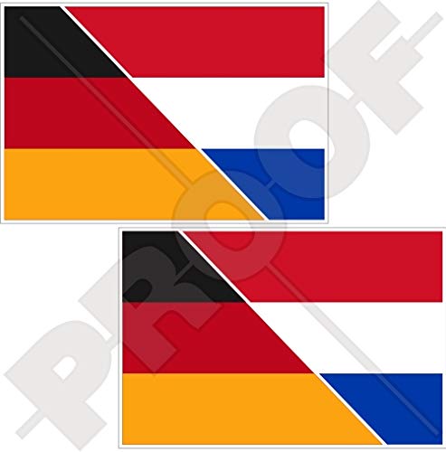 DEUTSCHLAND-NIEDERLANDE Deutsch-Niederländisch Flagge 75mm Auto & Motorrad Aufkleber, x2 Vinyl Stickers von StickersWorld