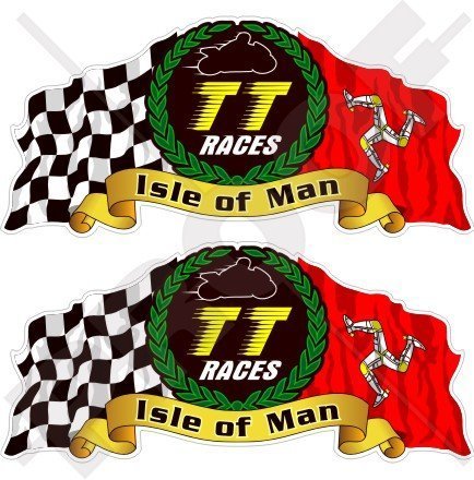 ISLE von MAN TT Rennen MANX Moto GP Rennen 75mm Auto & Motorrad Aufkleber, x2 Vinyl Bike-Helm Aufkleber, Abziehbild von StickersWorld