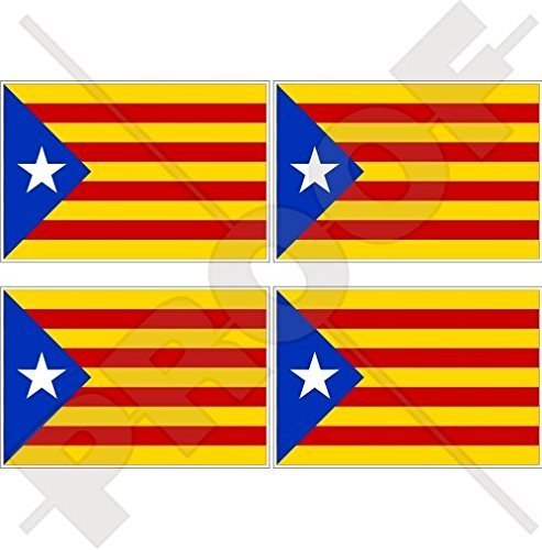 KATALONIEN Katalanische Unabhängigkeit Blaue Flagge SPANIEN Estelada Blava Spanisch 50mm Auto & Motorrad Aufkleber, x4 Vinyl Stickers von StickersWorld