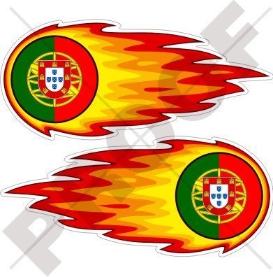 PORTUGAL Portugiesisch Flammender Feuerball, Feur 125mm Auto & Motorrad Aufkleber, x2 Vinyl Stickers von StickersWorld