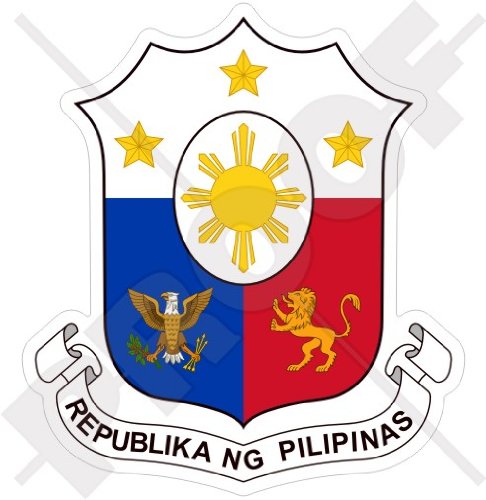 Philippinische Wappen, Republika NG Pilipinas, Philippinen 90 mm (8,9 cm) Vinyl Bumper Aufkleber, Aufkleber von StickersWorld