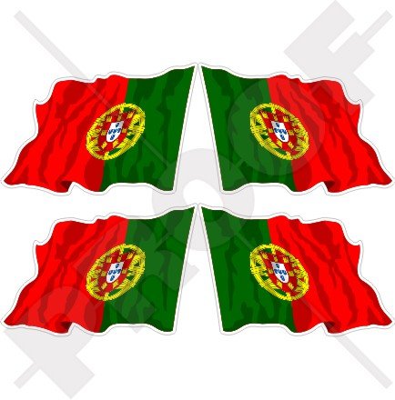 Portugal Portugiesisch Waving Flag República Portuguesa 5,1 cm (50 mm) Vinyl bumper-helmet Sticker, Aufkleber X4 von StickersWorld