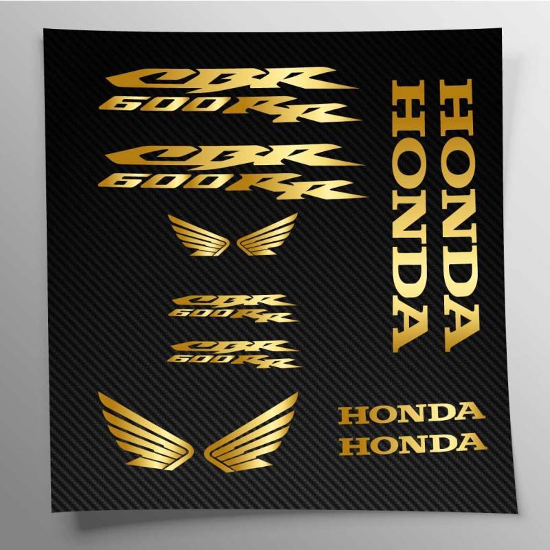 Aufkleber-Set kompatibel mit Tank und Motorradhelm, vorgeschnittenes Vinyl, einfache Anwendung, Stickersland® – CBR 600 RR von 2001 bis 2006 (Gold Metallic glänzend) von Stickersland