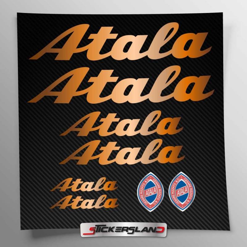 Stickersland® Aufkleber-Set kompatibel mit Rahmen Atala MTB Mountainbike und Helm | Decals Aufkleber für Fahrrad Schriftzug Logos | Stickersland® (Kupfer / Bronze glänzend metallisiert) von Stickersland