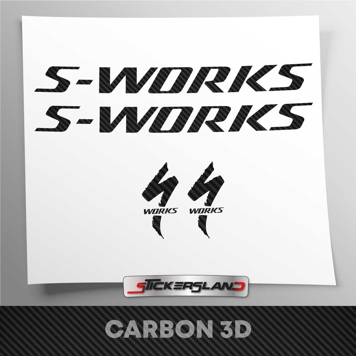 Stickersland® S-Work 3D-Karbon-Aufkleber-Set, kompatibel mit Rahmen MTB Mountainbike und Holographie-Helm | AirFree Decals Aufkleber Aufkleber für Fahrräder mit Logos | Stickersland® - S-Work von Stickersland