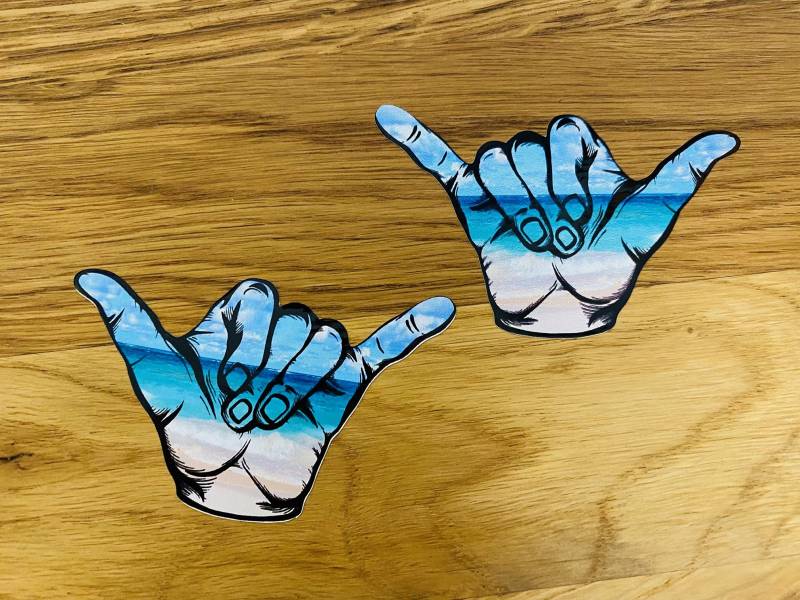 Hang Loose Aufkleber Sticker Surf Kite Shaka Lifestyle Decal Oldschool Set Se54 von Stickerverticker