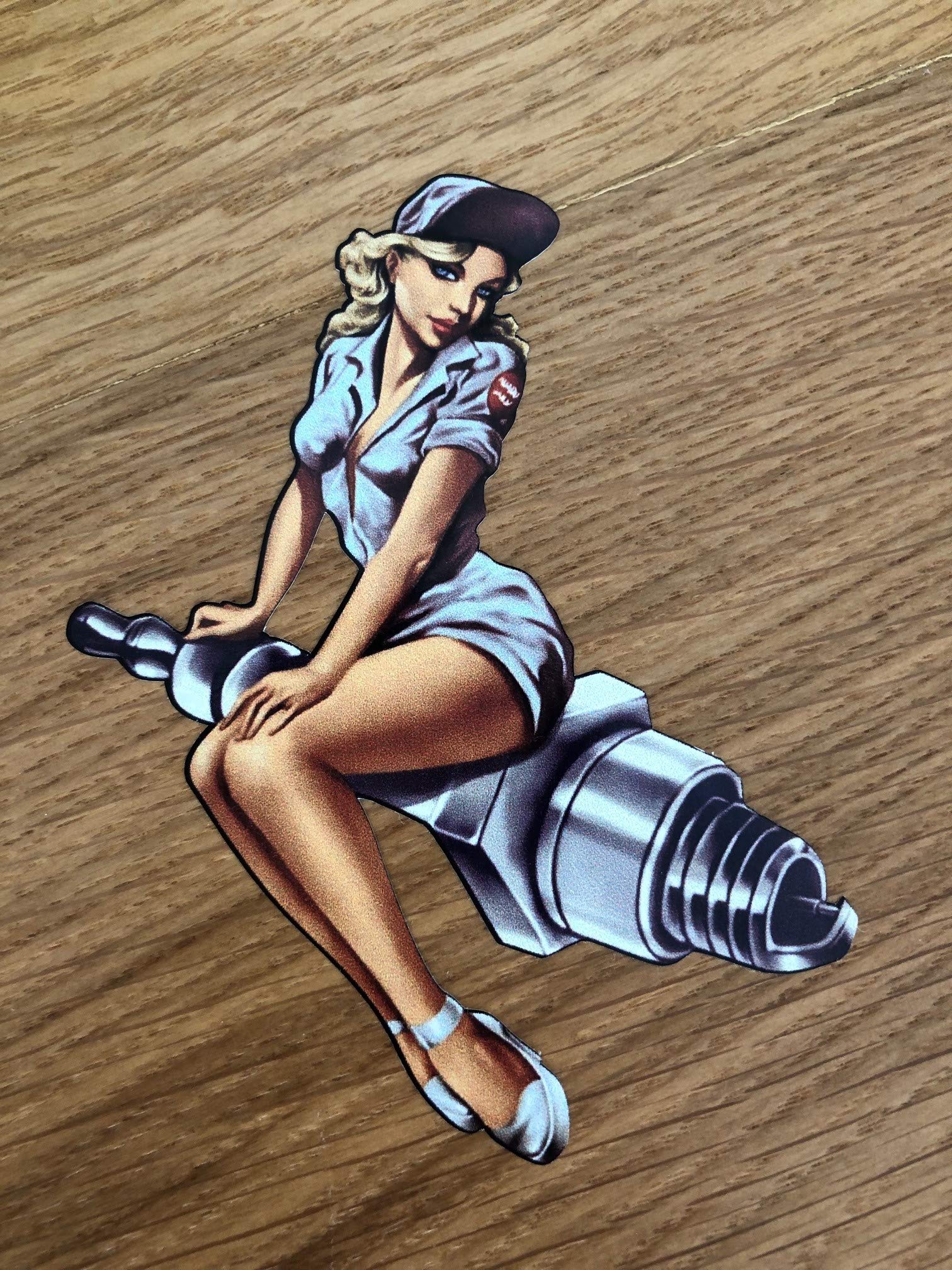 PIN UP Spark Plug Aufkleber Sticker Speedshop Girls V8 OEM Ladys Oldschool Pu048 von Stickerverticker