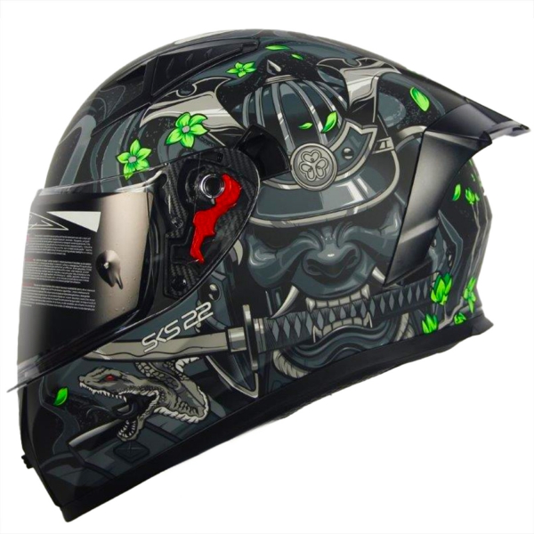 Motorradhelm Sting SKS 22 Samurai Grün Sonnenblende + Schwarzes Visier von Sting Helme