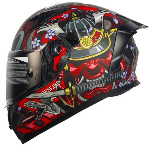 Motorradhelm Sting SKS 22 Samurai Rot Sonnenblende + Schwarzes Visier von Sting Helme