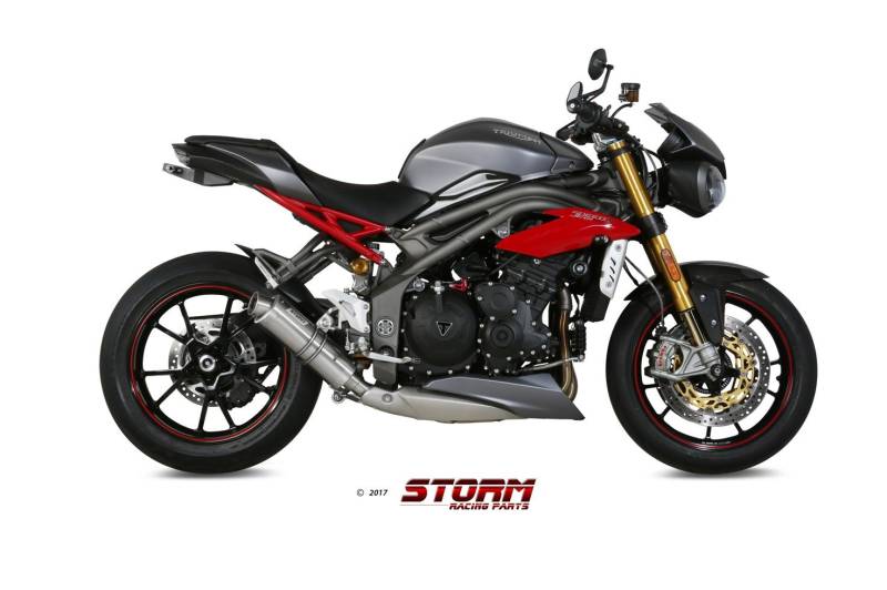 Sport Auspuff GP Storm by MiVV Edelstahl Triumph Speed Triple 1050 Bj. 2016-2018 EURO-3/EURO-4 +ABE von Storm