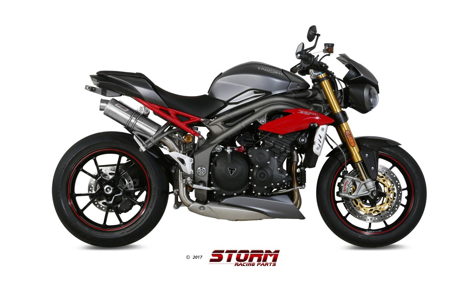 Sport Auspuff GP Storm by MiVV Edelstahl Triumph Speed Triple 1050 Bj. 2016-2018 EURO-4 +ABE von Storm