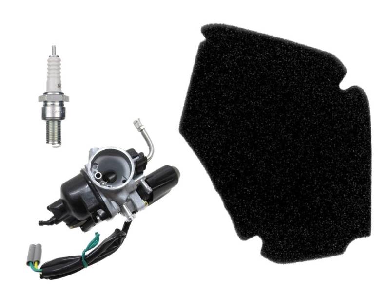 12mm Vergaser + Luftfilter + Zündkerze B9ES Set für Piaggio Zip SSL 25 50 von Streetparts24