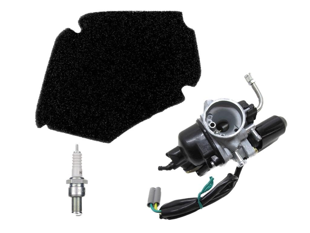 17,5mm Vergaser + Luftfilter + Zündkerze B9ES Set passend für Piaggio Zip SSL 25 50 (2T) – Vergaserkit mit E-Choke von Streetparts24