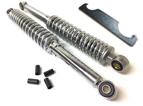 240mm Chrom Stoßdämpfer Satz + Einstellschlüssel für Mofa Moped Mokick von Streetparts24