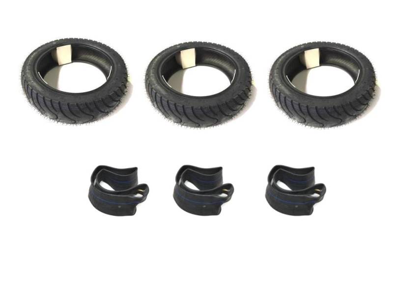 3x Sommerreifen Set 100/90-10 inkl. Schläuche passend für Piaggio Ape 50 TM TL1T-TL6T ZAPC80 – Straßenprofil Reifen in Top Qualität! von Streetparts24