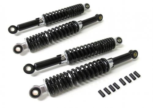 4x Schwarzes Stoßdämpfer Tieferlegung Set für Simson Schwalbe, Sperber, Habicht – 30cm und 32cm, Hydraulisch gefedert, 5-fach verstellbar, inkl. 8mm Reduzierhülsen von Streetparts24