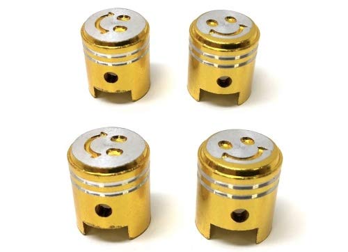 4x Ventilkappen Ventil Deckel Kolben Gold/Silber passend für PKW Quad ATV von Streetparts24