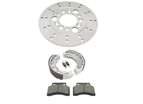 Bremsbacken Bremsscheibe Bremsbeläge Set vorne u. hinten passend für CPI, Keeway, Sachs von Streetparts24