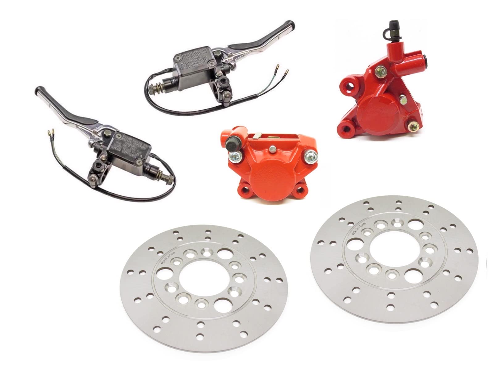 Bremspumpe Bremssattel Bremsscheiben-Set vorne + hinten passend für Yamaha Aerox, MBK Nitro 50 – Bremsen Regenerationsset mit Bremsbelägen und Scheiben von Streetparts24