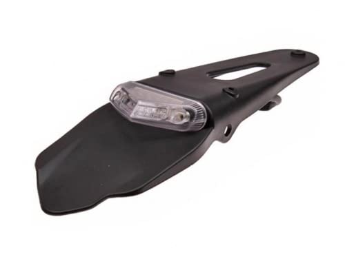 Streetparts24 Universal Enduro Kennzeichenhalter Fender Schutzblech Nummernschildhalter mit LED Rücklicht & Bremslicht, 12V, E-Prüfzeichen – Spritzschutz passend für Motocross, Supermoto, Motorrad von Streetparts24