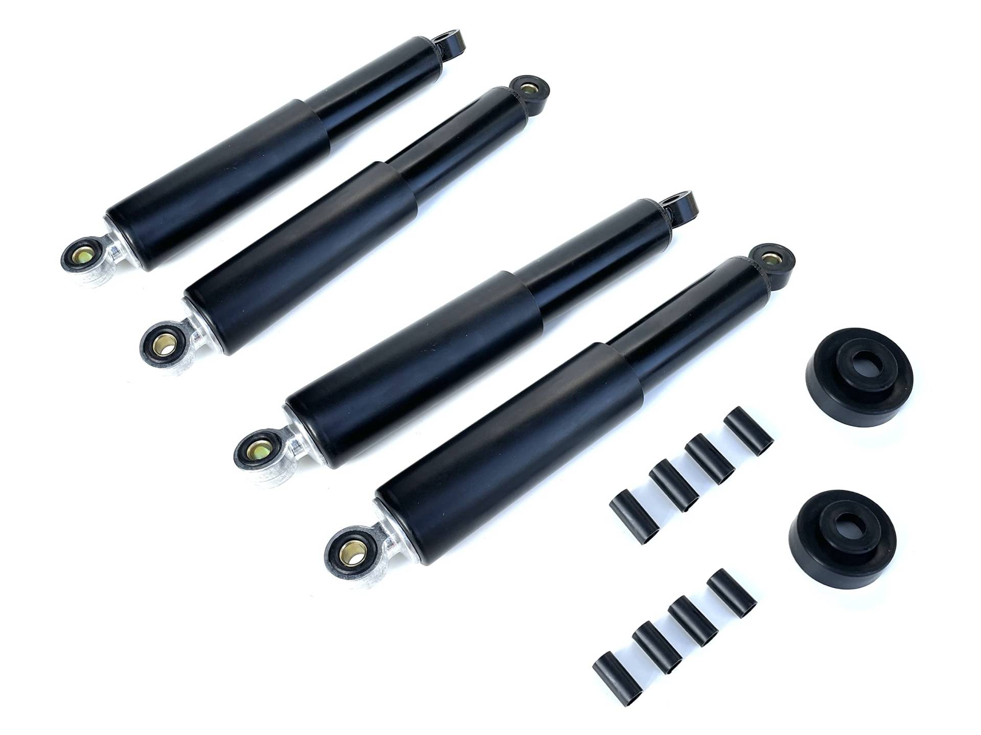 Federbein Satz Stoßdämpfer Set Kurz Komplett Vorne & Hinten Schwarz passend für Simson Schwalbe KR51/1, Star, Habicht, Sperber – 310mm von Streetparts24