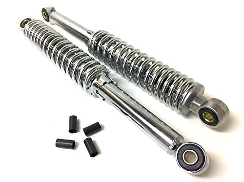 Stoßdämpfer Set 340mm Chrom für Kreidler Florett K54 RS RMC LF LH GT TM, 5-fach verstellbar, inkl. Reduzierhülsen von Streetparts24