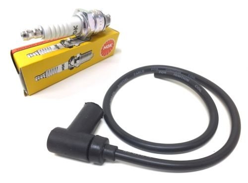 NGK Zündkerze BR7HS Zündkerzenstecker Zündkabel Set für Aprilia, P iaggio von Streetparts24