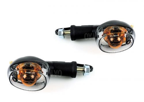 Streetparts24 SHIN YO Blinker Set Oval E-geprüft Schwarz - Kunststoffgehäuse, Gelbe Glühlampe, 12V 10W BA15S, M10 Gewindebolzen, 70mm x 110mm, 1 Paar von Streetparts24