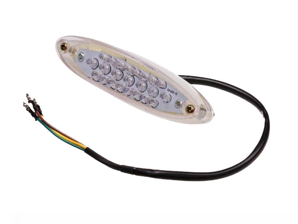 Streetparts24 Universal 12V LED Rücklicht Oval Klar 28 LEDs E-geprüft passend für Roller, Motorrad, Scrambler, Enduro, Supermoto, Motocross, Mofa, Moped, Quad, ATV uvm. von Streetparts24