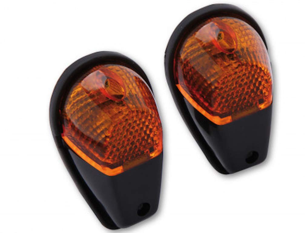 Streetparts24 Verkleidungsblinker Schwarz Blinker Satz Verkleidung, E-Geprüft Vorne passend für Roller/Scooter/Motorrad/Quad/ATV – Vorne, 12V 21W BAY9S - Schwarze Mini-Verkleidungsblinker von Streetparts24